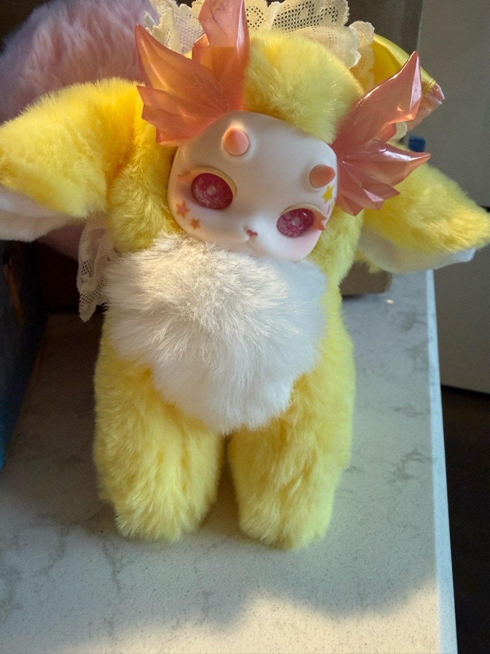 Cute Yellow Plush Tutulong Fantasy Doll with Pink Accents